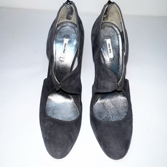 Miu Miu Gray Suede Heels - Picture 4 of 9